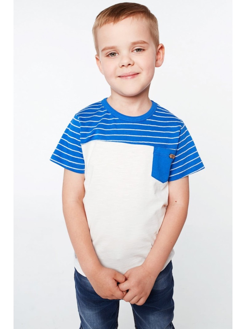 Blau-cremefarbenes Jungen-T-Shirt NDZ4492 – Online-Shop – Boutique